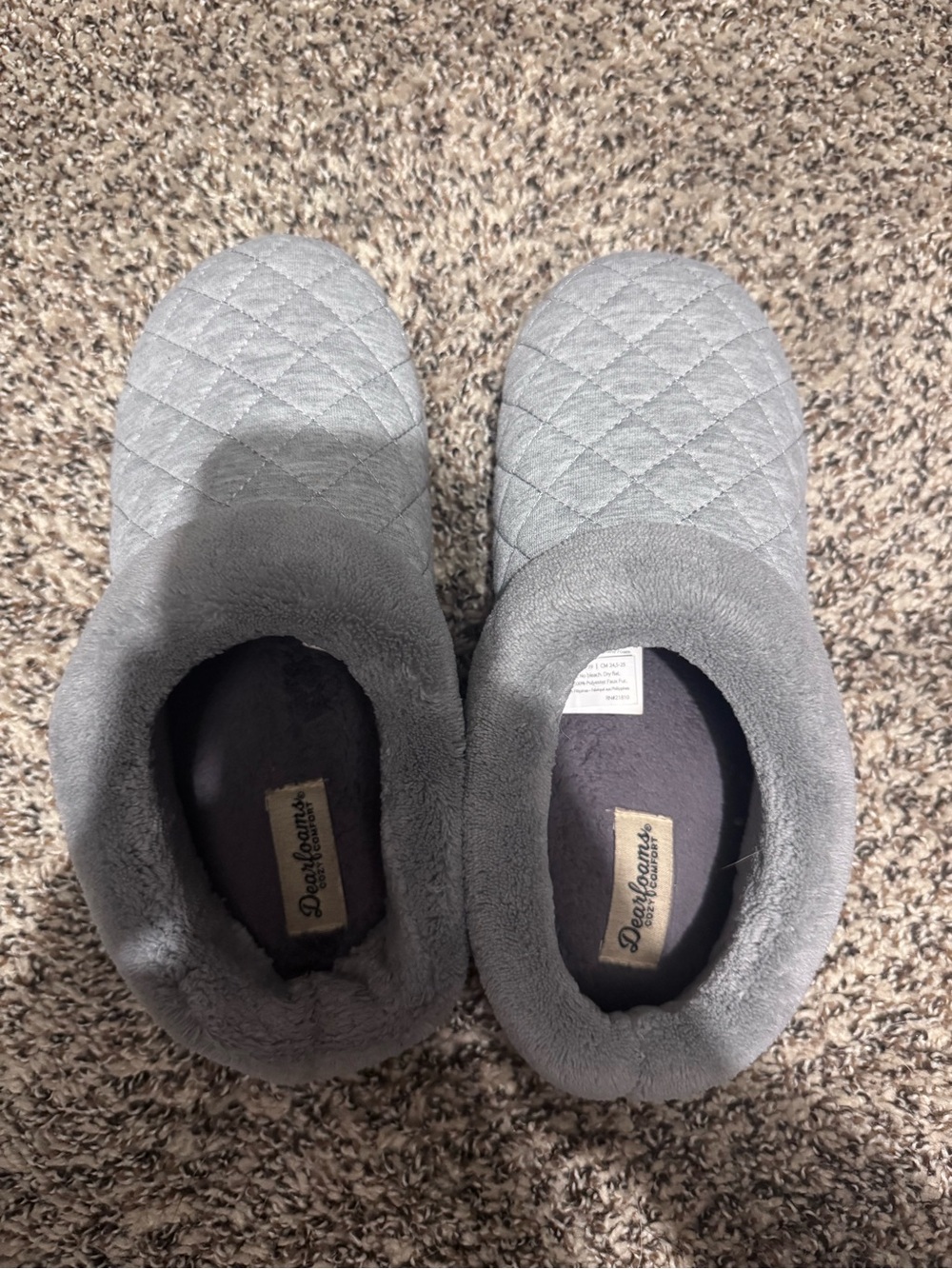 Dearfoams Quilted Gray Slip-On Slippers
